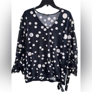 Bali Black and White Polka Dot Blouse Size XXL